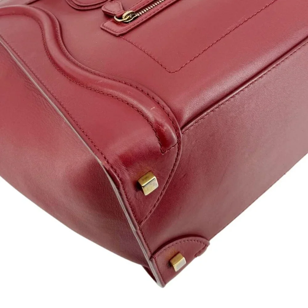 Celine  Nano Luggage Leather Satchel Bag Burgundy - Picture 10 of 15